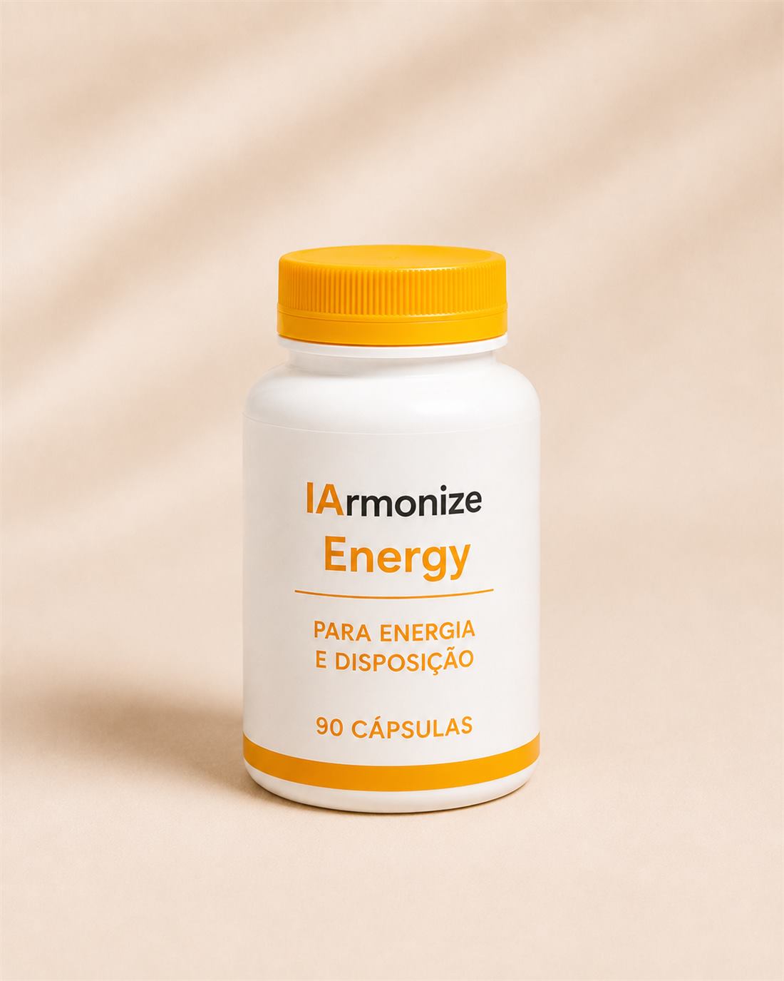 Frasco de IArmonize Energy, tampa amarela, 90 cápsulas.